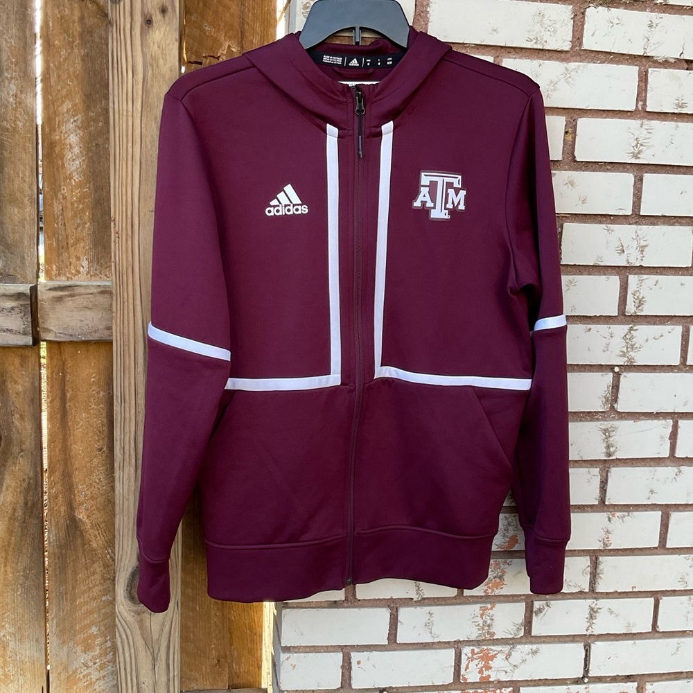 NEW Adidas Texas A&M Aggies Full Zip Hooded Sweater Jacket Football Basketball